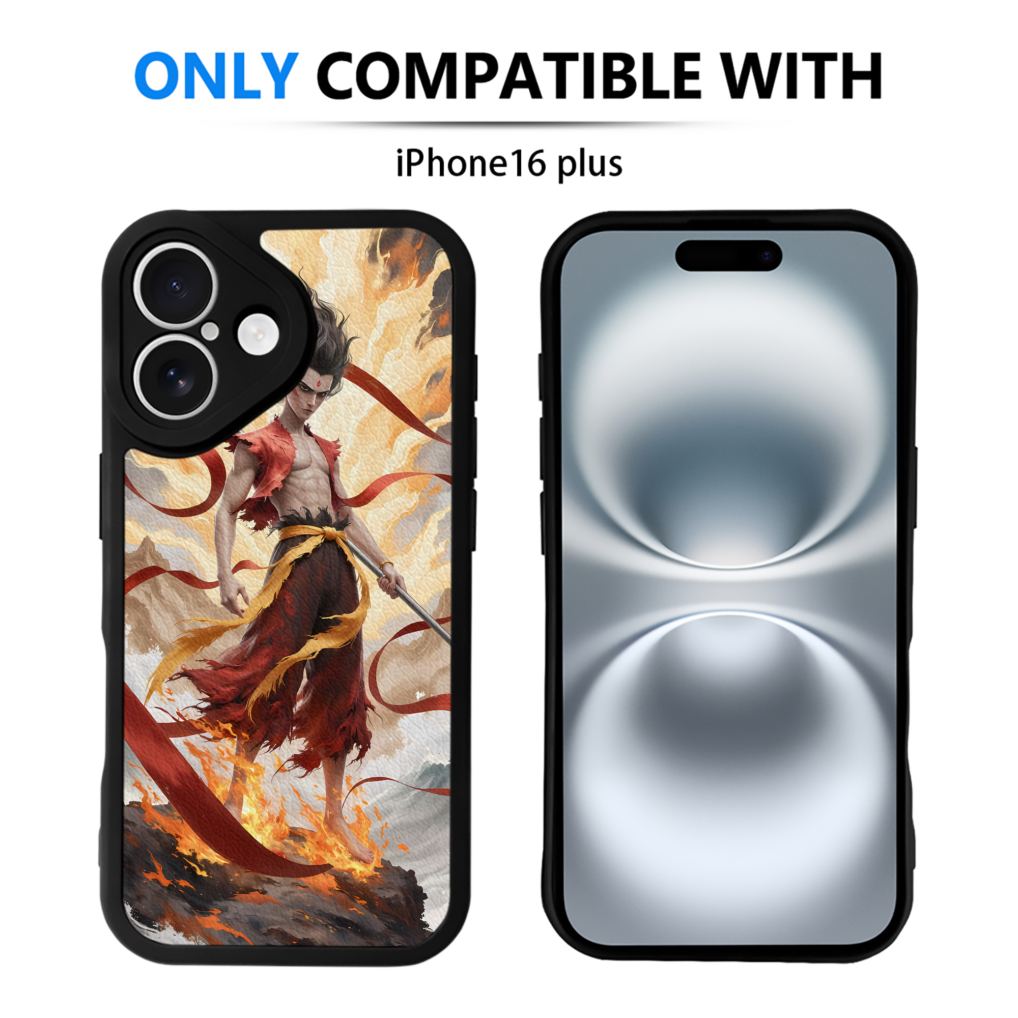 （画像用） Ne Zha 2 ナタ 魔童の大暴れ 【iPhone 16シリーズ対応】シリコンスマホケース（レザー調） 材質：シリコン